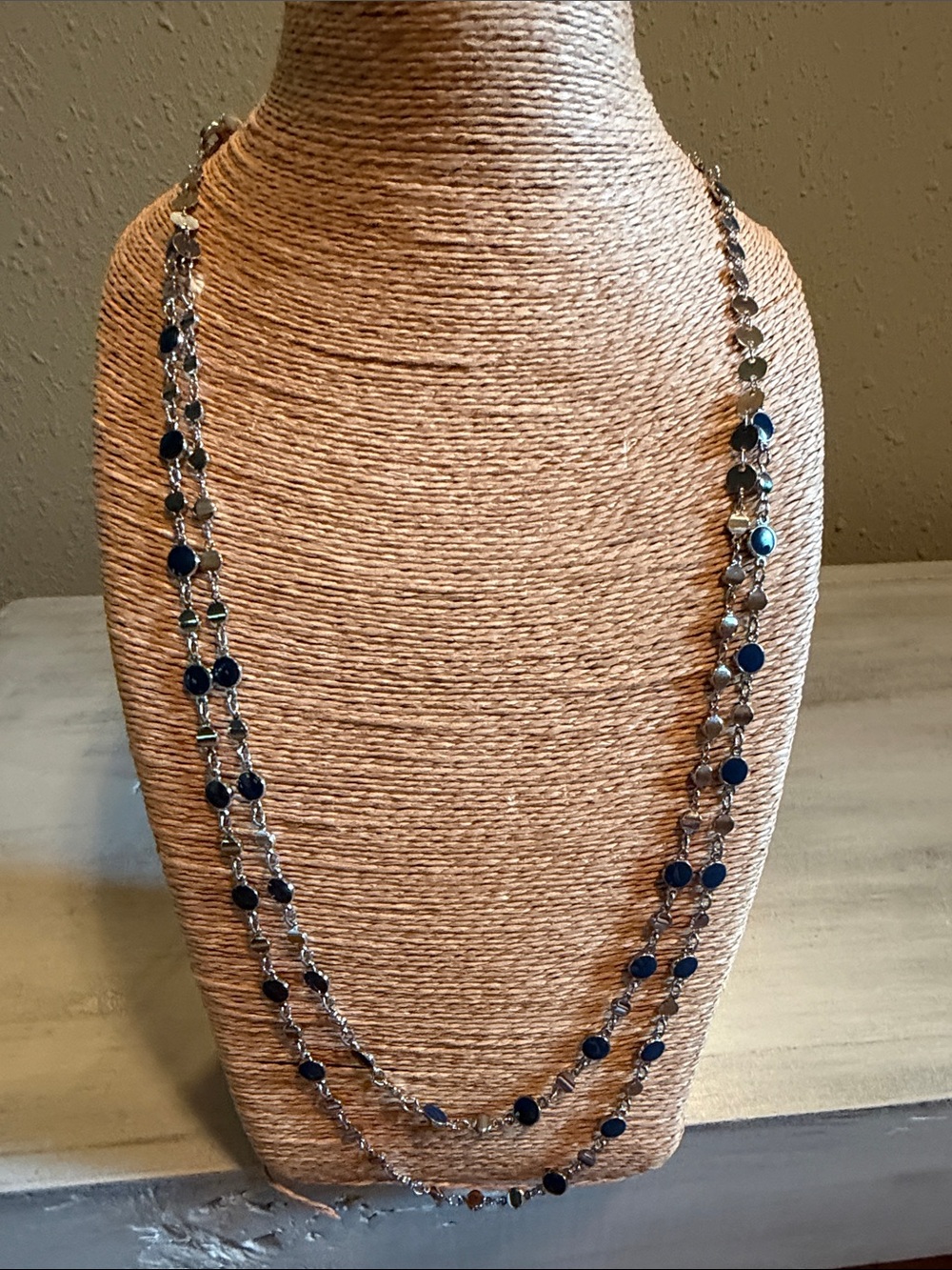 Market & Spruce Silver-Tone Multi-Strand Necklace with Dark Blue Accents